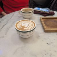 Latte and long black coffee at Faculty Coffee in Birmingham