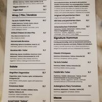 Menue at Taïm Streetfood Cafe in Vienna