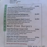 Vegan section of menu    at l'Artigiano  in Kalamata