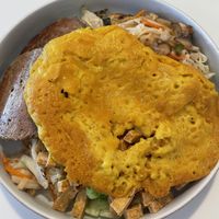 The Garden Hash with added vegan items: tofu, sausage, cheese, egg on top. I wouldn’t order the egg next time.  at Uncle Jeffi's Brunch in Holladay