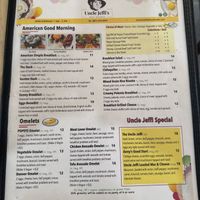 Breakfast menu  at Uncle Jeffi's Brunch in Holladay