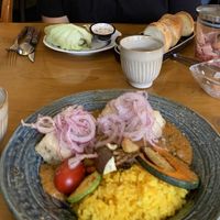 My plate (with tofu) and keema curry  (pork) at Uncle Woo Curry (Hongdae Branch) - 우삼촌카레 홍대점 in Seoul