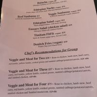 Labeled vegan options on menu  at Enssaro in Oakland