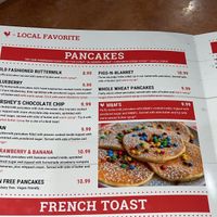 Menu lists that gluten free pancakes are vegan friendly l  at Sawyer's Farmhouse Breakfast in Pigeon Forge
