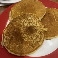 Already ate one pancake lol  at Sawyer's Farmhouse Breakfast in Pigeon Forge