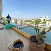 Delicious coffee with a view at Smokey Jo's Cafe in Udaipur