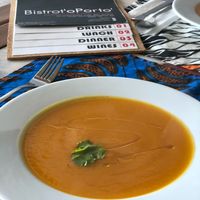Carrot pumpkin soup at Bistro 'O Porto in Tavira