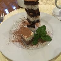 Chocolate brownie and tiramisu taster mmhh at Bistro 'O Porto in Tavira