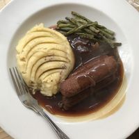 Vegan sausages and mash  at Playwrights in Coventry