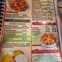 Vegitarian menu at La Hacienda Real in Beaverton