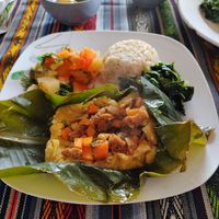 Segundo - banana leaf opened up at Quinua in Quito