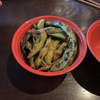 Charred edamame  at Blue Sushi in Kansas City
