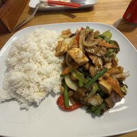 Massive main — tofu and rice. Was ok nothing special. Ended up leaving heaps of it.   at Phở Việt in Helsinki