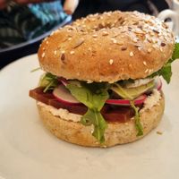 Salmon bagel with brie at GAL Cafe in Lisbon