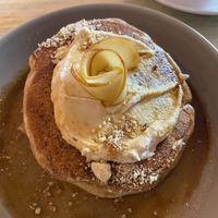pancakes with apples and fermented cashew creamm  at GAL Cafe in Lisbon