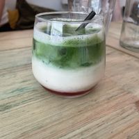 Strawberry matcha  at GAL Cafe in Lisbon