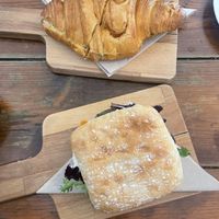 Tempeh ciabatta and tofu filled croissant   at GAL Cafe in Lisbon