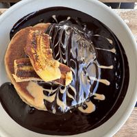 Chocolate banana peanut butter pancakes  at GAL Cafe in Lisbon