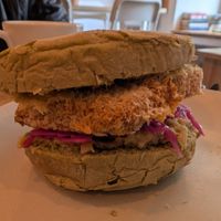 Tofu in matcha bread at GAL Cafe in Lisbon