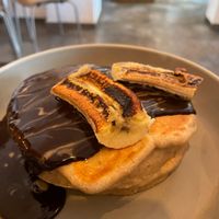 Pancakes with banana and chocolate at GAL Cafe in Lisbon