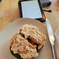 Crispy tofu sandwich (top off) at GAL Cafe in Lisbon
