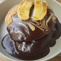 Pancakes pb and chocolate at GAL Cafe in Lisbon