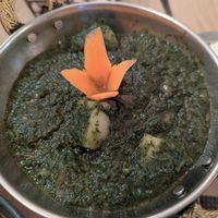 Saag aalu (spinach cooked with potatoes and spices) at Jimbu in Evora