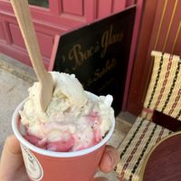 Marzipan and strawberry shiso sorbets  at Le Bac à Glaces in Paris