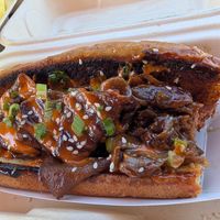 Bulgogi dog (with a bite missing, sorry) at All Vegan Franks - Ghost Kitchen in Los Angeles