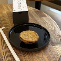 Traditional pastel de nata, as apple/cinnamon and creme brulee flavor to go.  at Nat'elier | Pastel de Nata in Lisbon