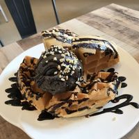 Waffles with black sesame r’ice cream at WellSmoocht in West Singapore