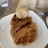 Signature fluffy waffles with pure hazelnut r’ice cream at WellSmoocht in West Singapore