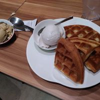 Waffle and ice cream (sweet and salty, coconut) at WellSmoocht in West Singapore