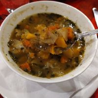 Sweet potato-kale soup at Orangyal in Szeged