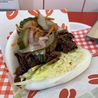 Sticky tempeh bao bun  at Larry's in Amsterdam