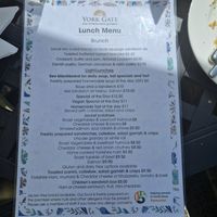 Menu at York Gate Garden in Leeds