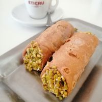 Pistachio cream cannoli. at Ratatouille in Turin