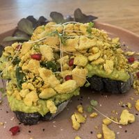 Avocado toats with scrambled tofu  at Flow Café Weligama in Weligama
