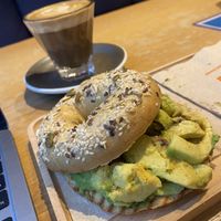 Chewy toasted multigrain bagel with generous serving of avocado at Nood Food - Kinwick Centre in Hong Kong Island