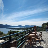 The view is amazing on a sunny day! at Coquille Sabor e Café  in Florianopolis