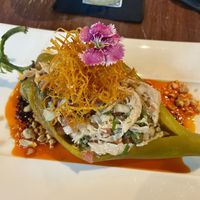 El ceviche de soya es espectacular, servido con una salsa matcha que realza los sabores del platillo   at Mar del Zur in Monterrey