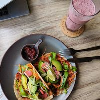 Mushroom tacos, very nice! at Coffee & Plant in Nairobi