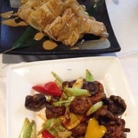 red bean curs with sesame sauce + fried mushrooms at Yang Shin 養心茶樓 in Taipei