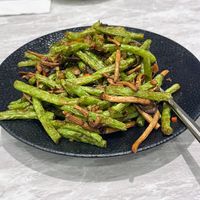 Stir fried crispy mushroom and string bean 
  at Yang Shin 養心茶樓 in Taipei