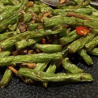 柳松乾煸四季豆.  Green bean is fried with Brown swordbelt and pickled radish to enhance the flavor.   at Yang Shin 養心茶樓 in Taipei
