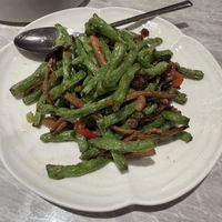 Stir fried crispy mushrooms and string beans  at Yang Shin 養心茶樓 in Taipei