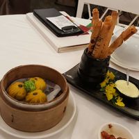 Pumpkin dumplings (meh) and these spring roll sticks (yum) at Yang Shin 養心茶樓 in Taipei