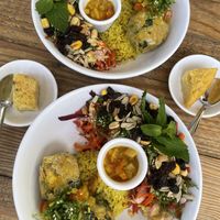 Main dishes and small dessert  at Laurel Vegan Bistro Gluten-Free in Palomino