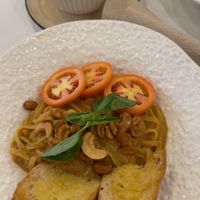 Cashew tomato pasta and biscoff cream latte   at DAYŌ Cafe in Coron