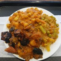3 vegan curries with rice at Raj's Corner in Cooks Hill